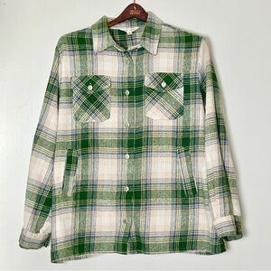 Linda Anderson Jacket Women’s XL Green Plaid Flannel Outdoor‎ Shacket Granola